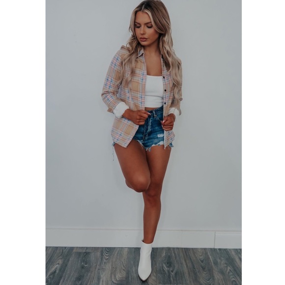 . Shop Hope’s Plaid Fleece Lined Multicolor Shacket - Picture 2 of 4